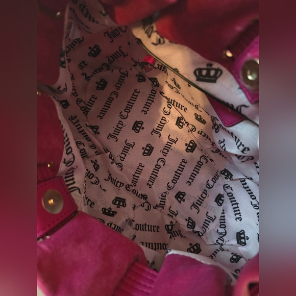 Juicy Couture Hot Pink Velour Shoulder Bag w/ Charm & Mini Pouch – NWT - Picture 6 of 6